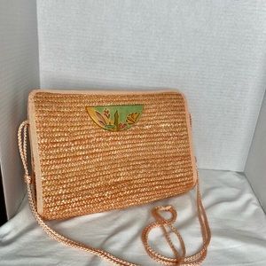 Tropical Cruise Straw Shoulder or Clutch Vacation Peach